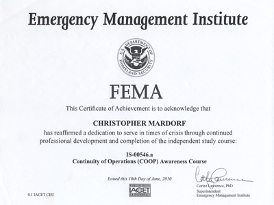 fema coop certification